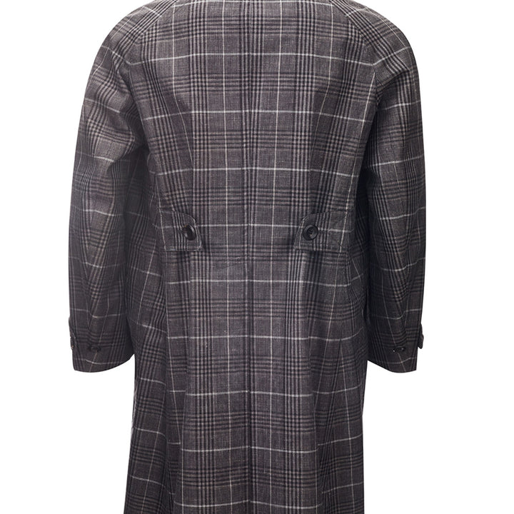 Tom Ford Grey Checked Mid-Length Trench