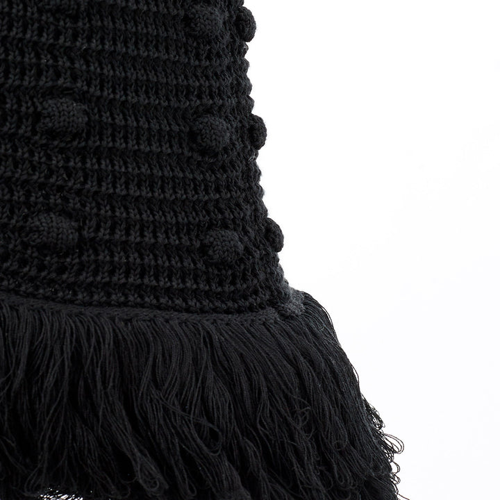 Bottega Veneta Knitted Black Dress with Pompom Details