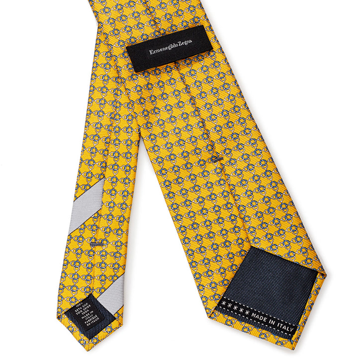 Ermenegildo Zegna Printed Yellow Silk Tie