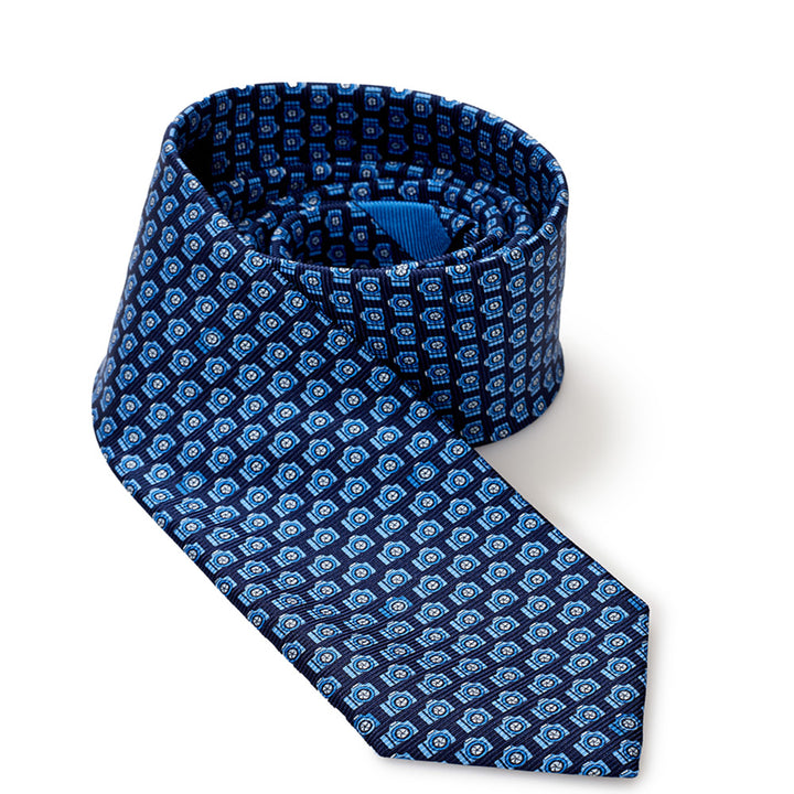 Ermenegildo Zegna Printed Blue Silk Tie