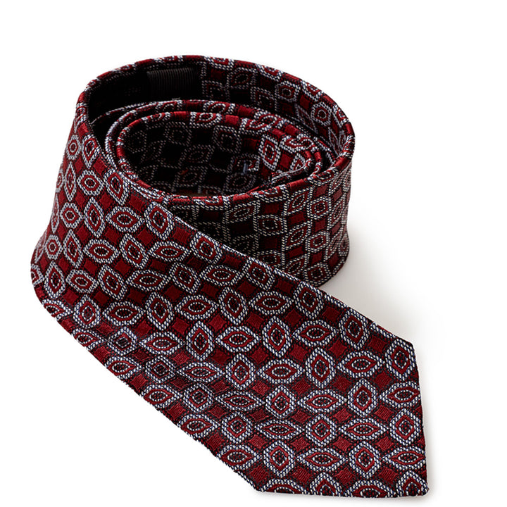 Ermenegildo Zegna Micro Printed Dark Red Silk Tie