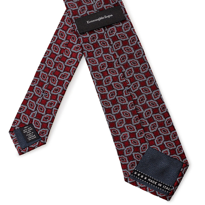 Ermenegildo Zegna Micro Printed Dark Red Silk Tie