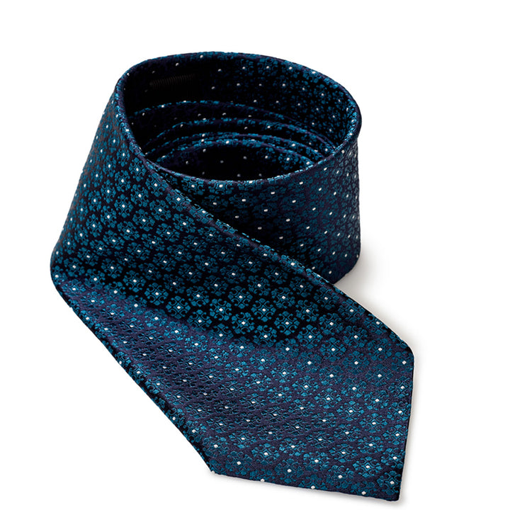 Ermenegildo Zegna Oil Blue Printed Silk Tie