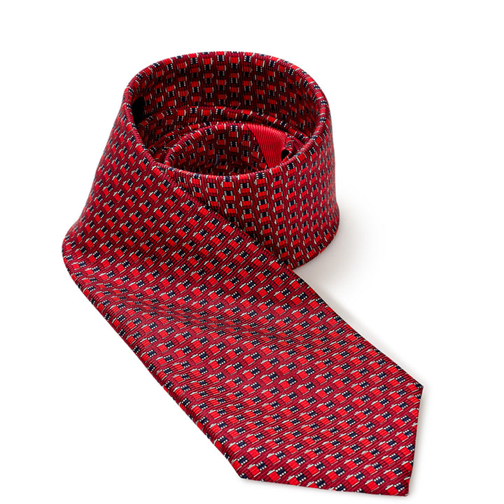 Ermenegildo Zegna Red silk Tie with Micro Print