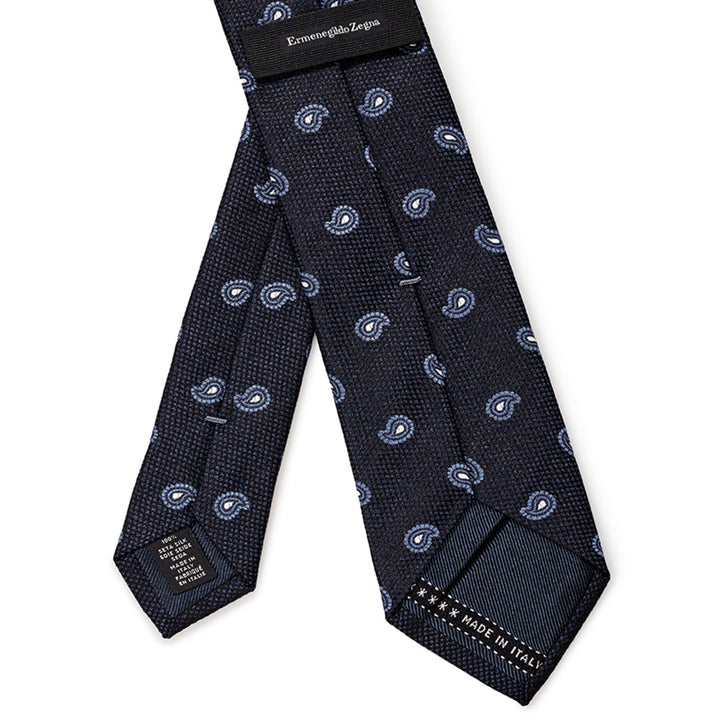 Ermenegildo Zegna Blu Silk Tie with Print