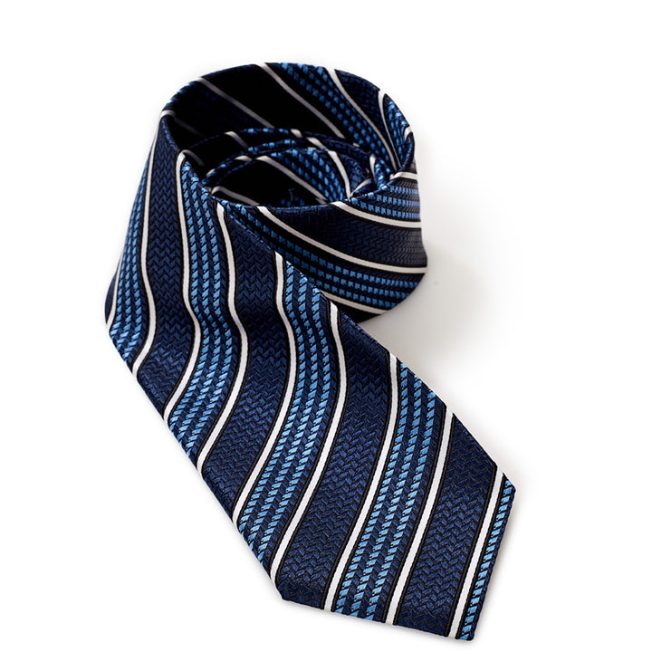 Ermenegildo Zegna Blu Silk Tie with oblique print