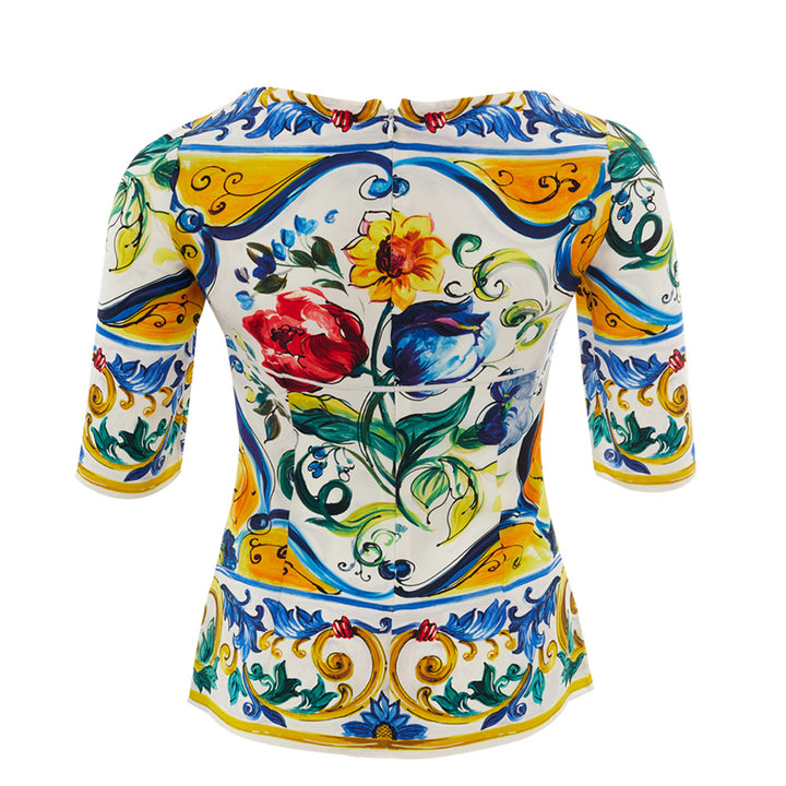 Dolce & Gabbana Majolica Multicolor Print Top