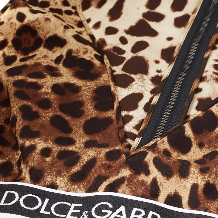 Dolce & Gabbana Brown Leopard Print Cropped V Neck Top