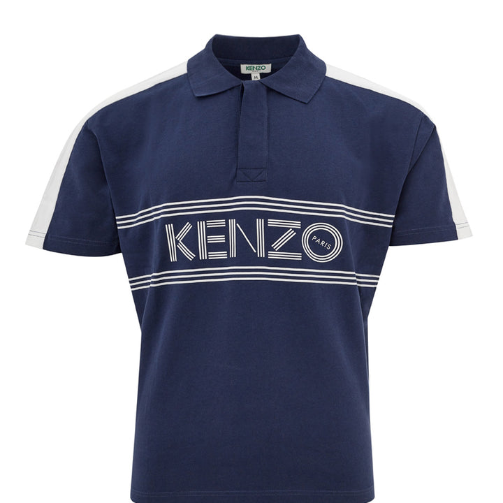 Kenzo Blue Cotton Polo Shirt with Logo