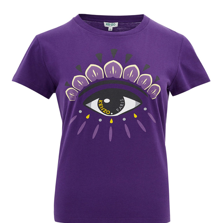 Kenzo Purple Cotton T-Shirt with Front 'Eye' Contrasting print