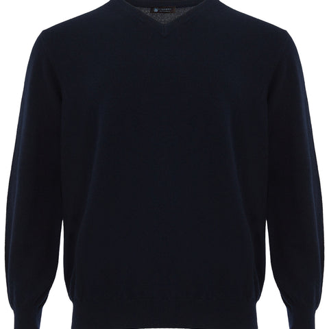 Colombo Blue Navy V-Neck Cashmere Sweater
