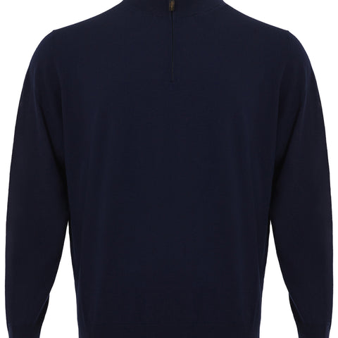 Colombo Blue Mock Cashmere Sweater with Half Zip