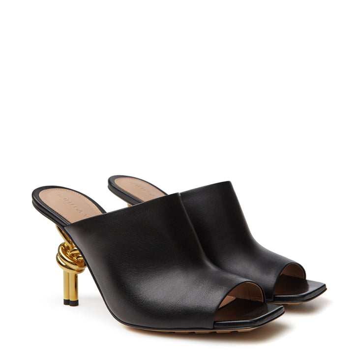 Bottega Veneta Black Leather Mule 'Knot' Sandal