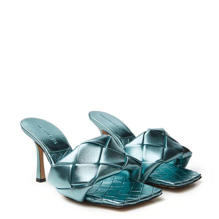 Bottega Veneta Light Blue Metal Mule 'Lido' Sandal