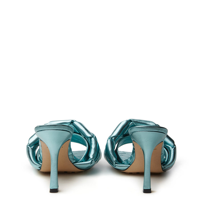 Bottega Veneta Light Blue Metal Mule 'Lido' Sandal