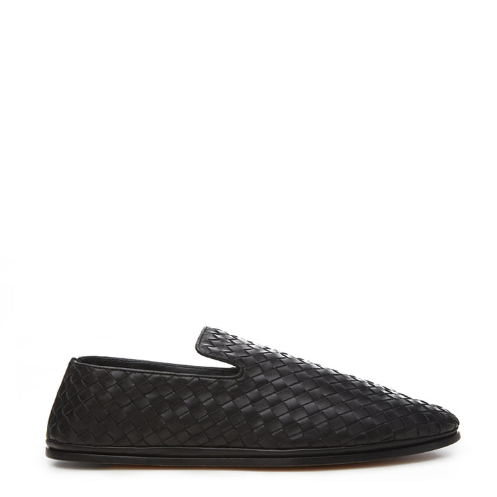 Bottega Veneta Black Leather Intreccio Slip On