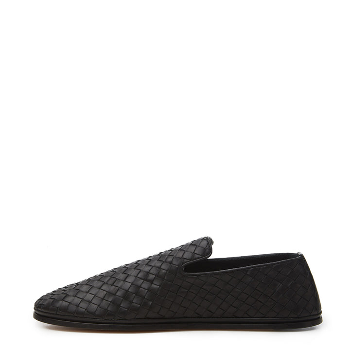 Bottega Veneta Black Leather Intreccio Slip On