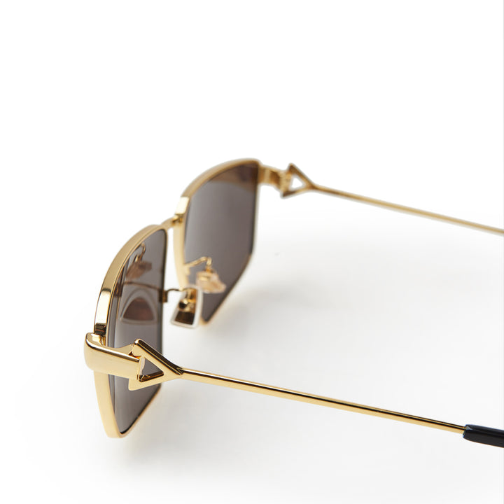 Bottega Veneta Squared Gold Metal Sunglasses