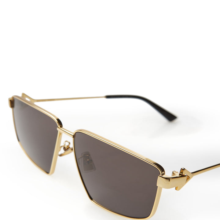 Bottega Veneta Squared Gold Metal Sunglasses