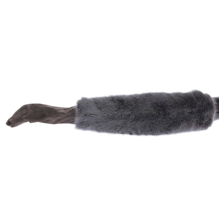 Dolce & Gabbana Gray Mink Fur Lambskin Suede Leather Gloves