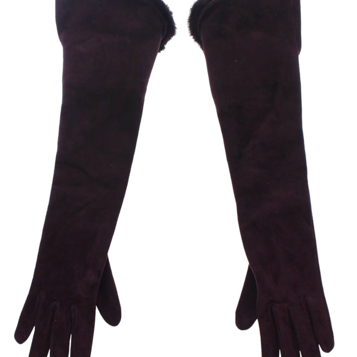 Dolce & Gabbana Purple Mink Fur Goatskin Suede Leather Gloves