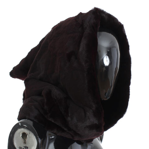 Dolce & Gabbana Purple Weasel Fur Crochet Hood Scarf Hat