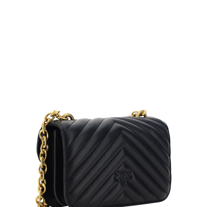 PINKO Black Leather Love Bell Mini Shoulder Bag