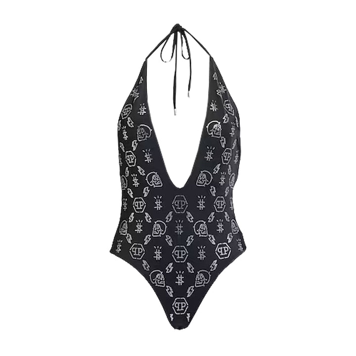 Philipp Plein Crystal One Piece Swimsuit in Black