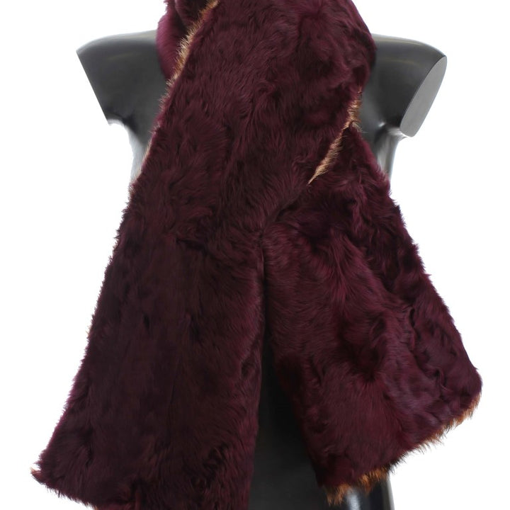 Dolce & Gabbana Purple Lamb Fur Leopard Print Scarf