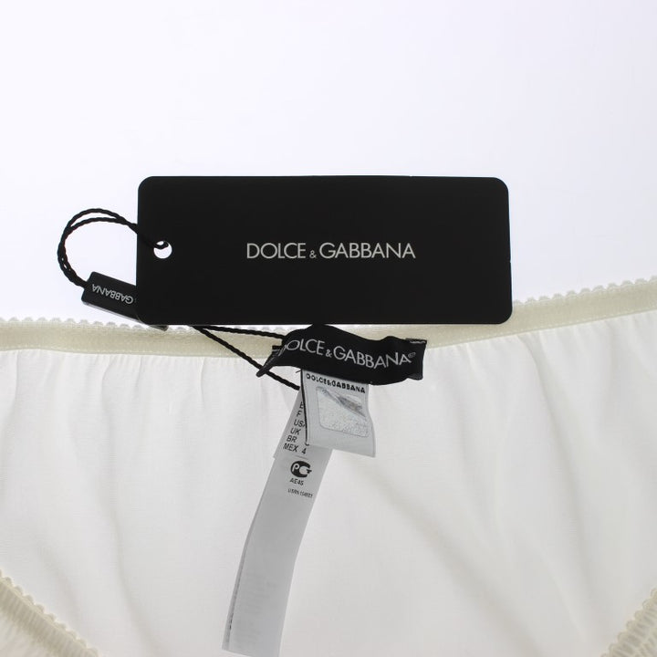 Dolce & Gabbana White Satin Stretch Underwear Panties