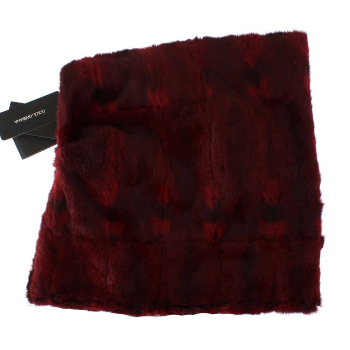 Dolce & Gabbana Bordeaux Hamster Fur Crochet Hood Scarf Hat