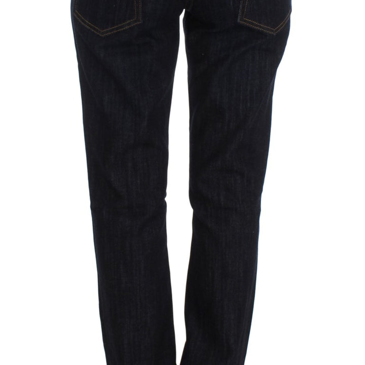 Cavalli Blue Cotton Straight Fit Stretch Jeans