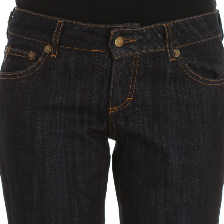 Cavalli Blue Cotton Straight Fit Stretch Jeans