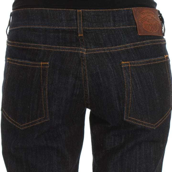 Cavalli Blue Cotton Straight Fit Stretch Jeans