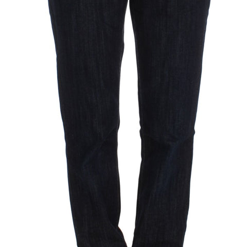 Cavalli Blue Cotton Straight Fit Stretch Jeans