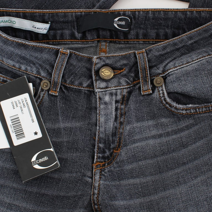 Cavalli Blue Wash Cotton Blend Slim Fit Jeans