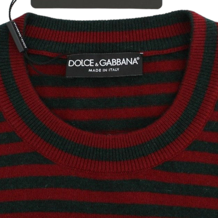 Dolce & Gabbana Red Gray Cashmere Short Sleeve Sweater