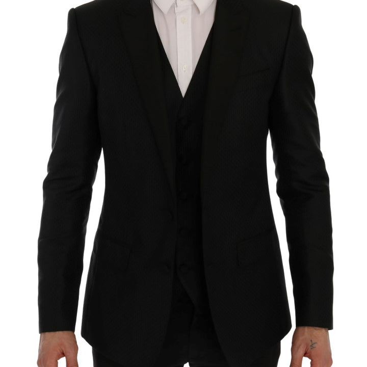 Dolce & Gabbana Black Blue MARTINI Silk Blazer Jacket