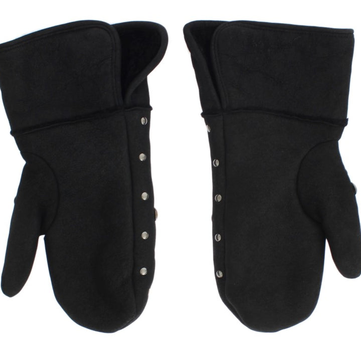 Dolce & Gabbana Gray Wool Shearling Studded Gloves