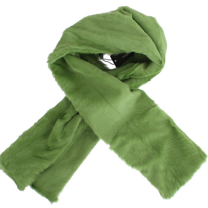 Dolce & Gabbana Green Goat Fur Long Scarf