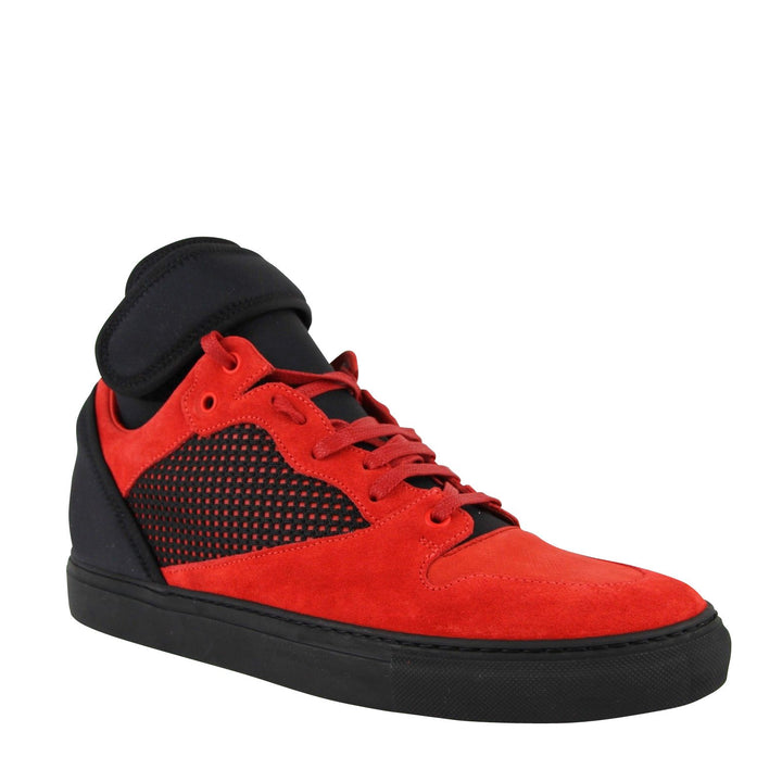 Balenciaga Balenciaga Men High Top Black Red Suede Leather Sneakers