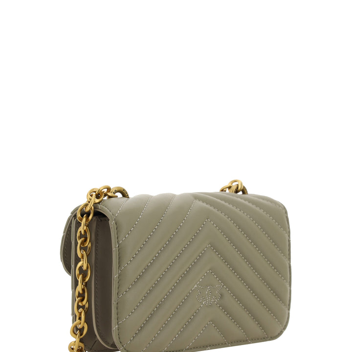 PINKO Green Calf Leather Love Bell Mini Shoulder Bag