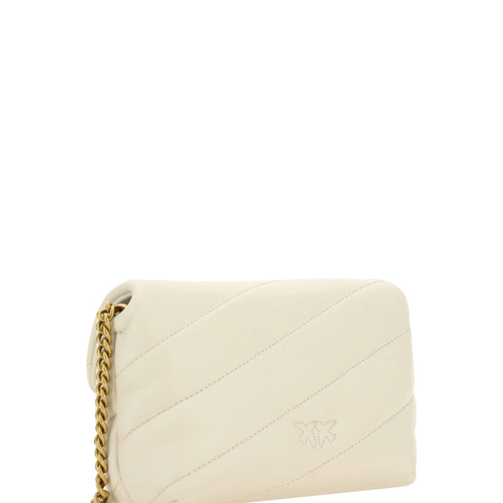 PINKO White Calf Leather Love Baby Small Shoulder Bag