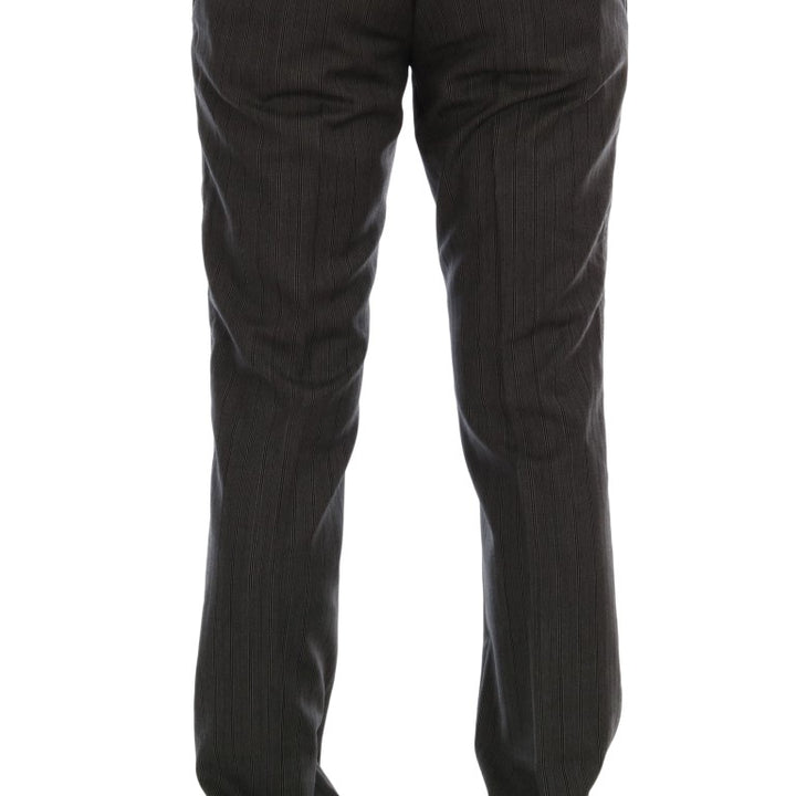 Dolce & Gabbana Gray Wool Striped Formal Pants