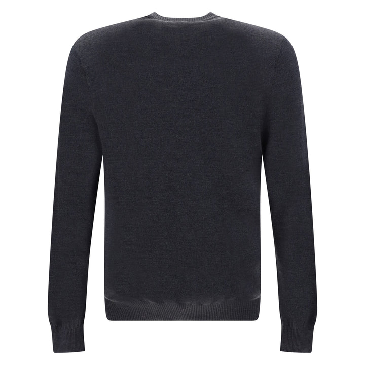 Fendi Grey Wool Logo Details Sweater