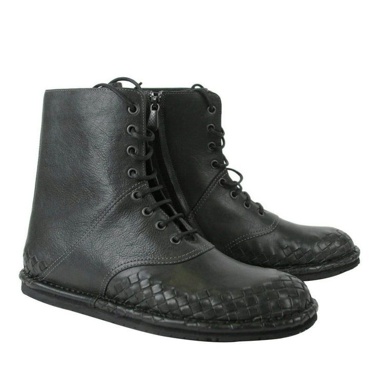 Bottega Veneta Bottega Veneta Men's Dark Gray Leather Side Zipper Boots