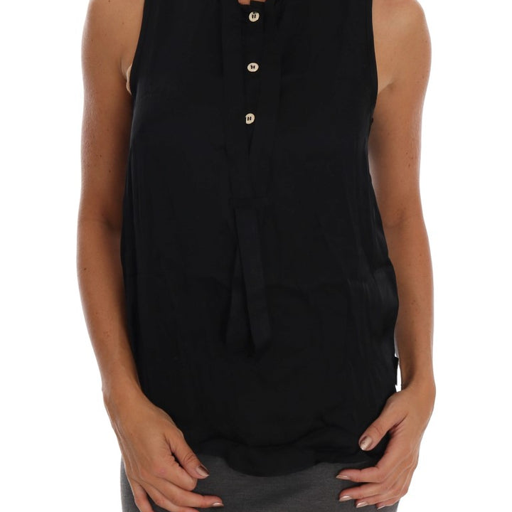 Versace Jeans Black Sleeveless Viscose Blouse Top