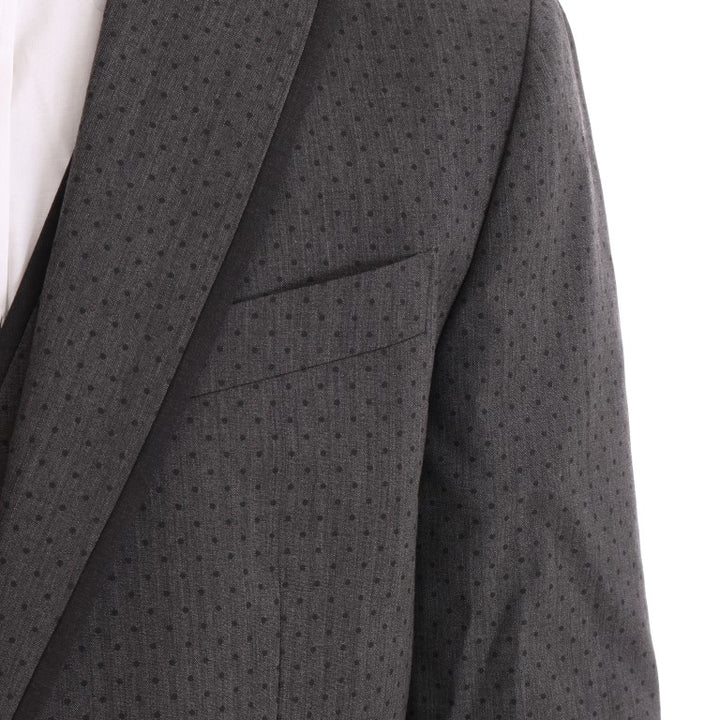 Dolce & Gabbana Gray Wool Long 3 Piece Two Button Suit