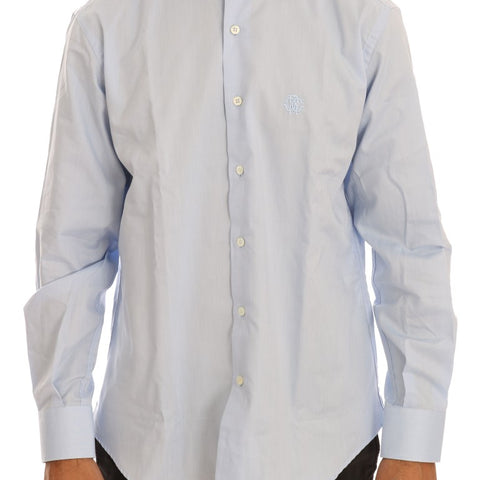 Cavalli Light Blue Cotton Slim Fit Dress Shirt
