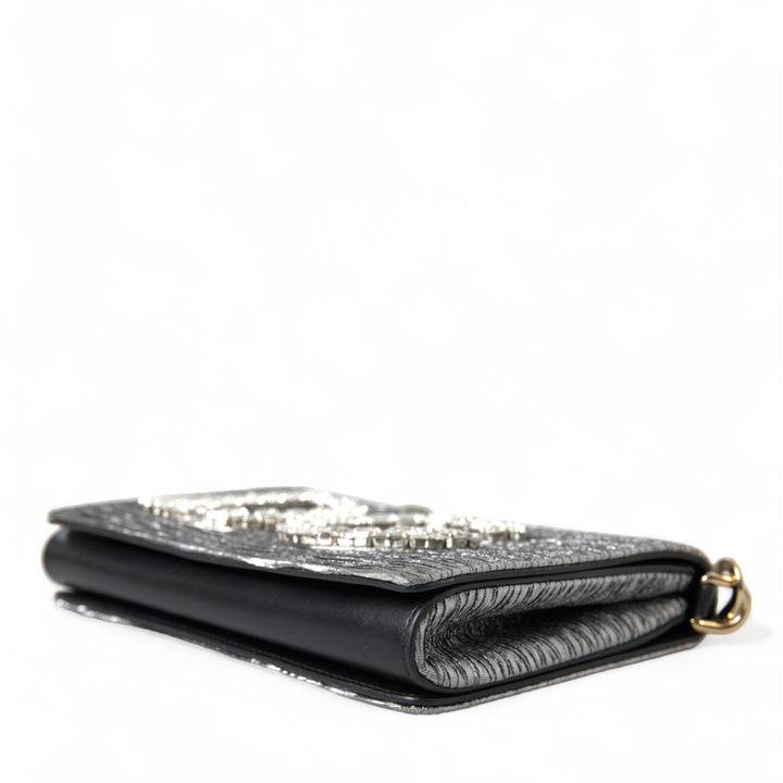 Dolce & Gabbana Silver DG Girls Swarovski Clutch Shoulder Chain Strap Bag